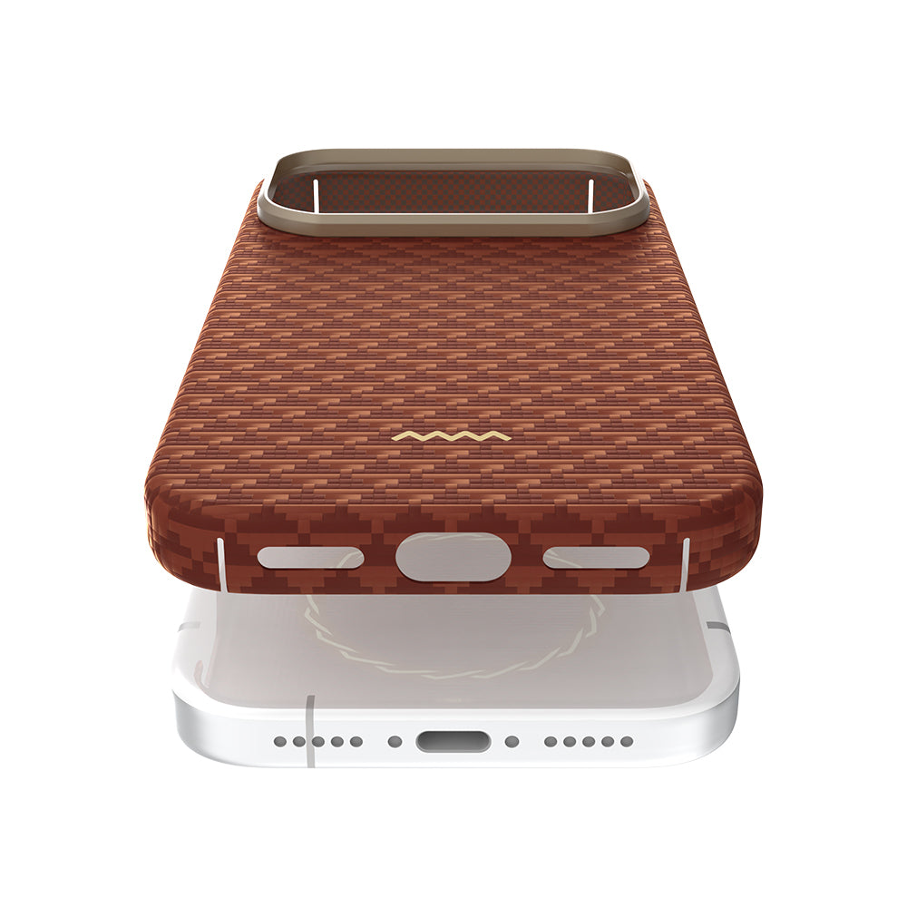 Apple iPhone 18 Pro Kılıf M-safe Şarj Özellikli Raptic Aramid Skin Origin Serisi Karbon Kapak