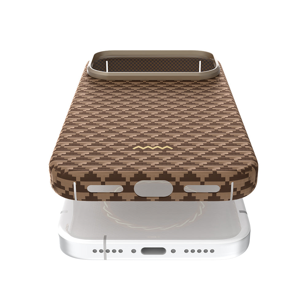 Apple iPhone 18 Pro Kılıf M-safe Şarj Özellikli Raptic Aramid Skin Origin Serisi Karbon Kapak