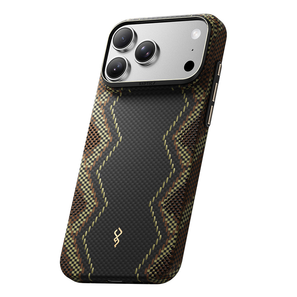 Apple iPhone 18 Pro Kılıf M-safe Şarj Özellikli Raptic Aramid Skin Scepter Serisi Karbon Kapak