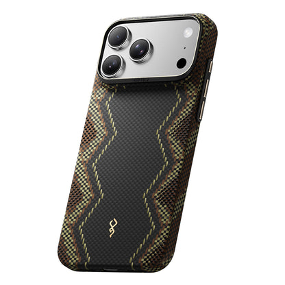 Apple iPhone 18 Pro Kılıf M-safe Şarj Özellikli Raptic Aramid Skin Scepter Serisi Karbon Kapak