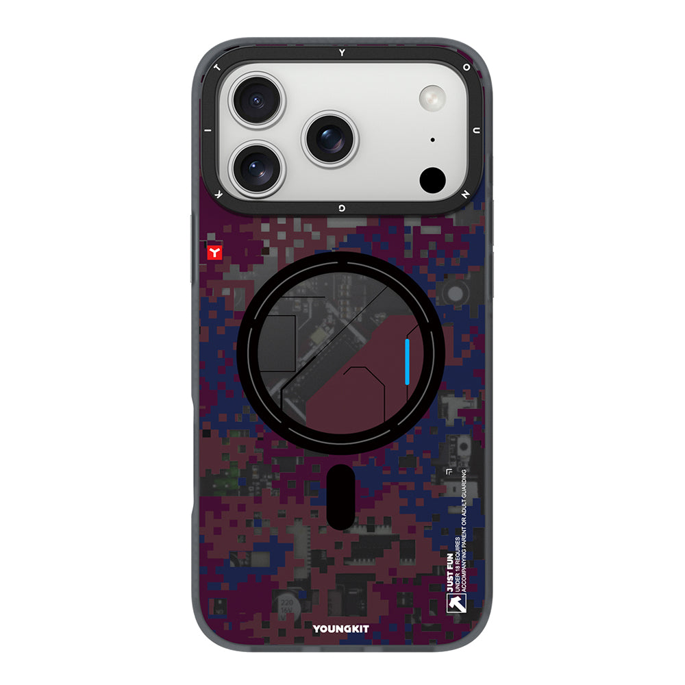 Apple iPhone 18 Pro Kılıf M-Safe Şarj Özellikli Youngkit Camouflage Sykell Serisi Kapak