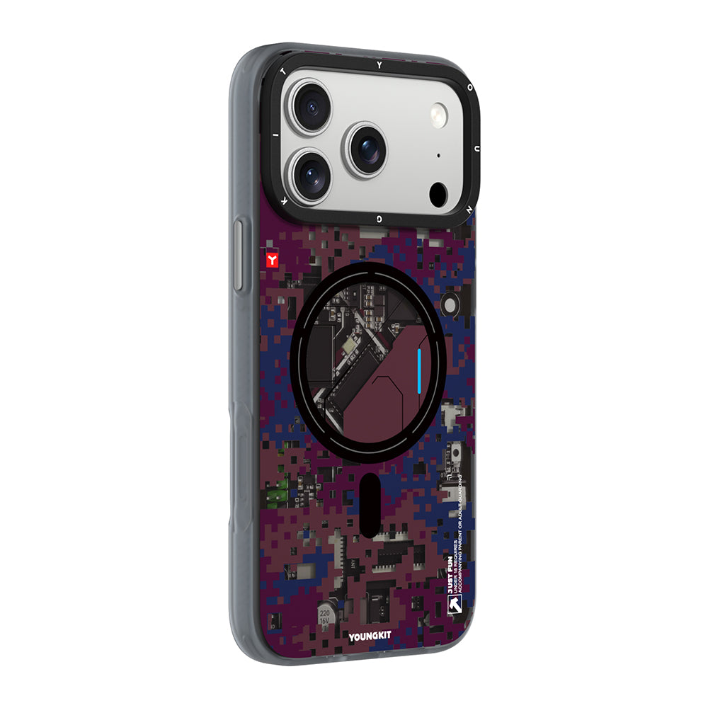 Apple iPhone 18 Pro Kılıf M-Safe Şarj Özellikli Youngkit Camouflage Sykell Serisi Kapak