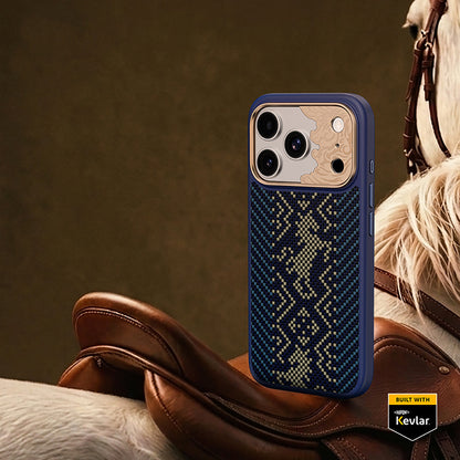Apple iPhone 18 Pro Kılıf M-safe Şarj Özellikli Yükseltilmiş Kamera Çerçeveli Karbon Fiber Tasarımlı Benks Knight ArmorPro Kevlar Kapak