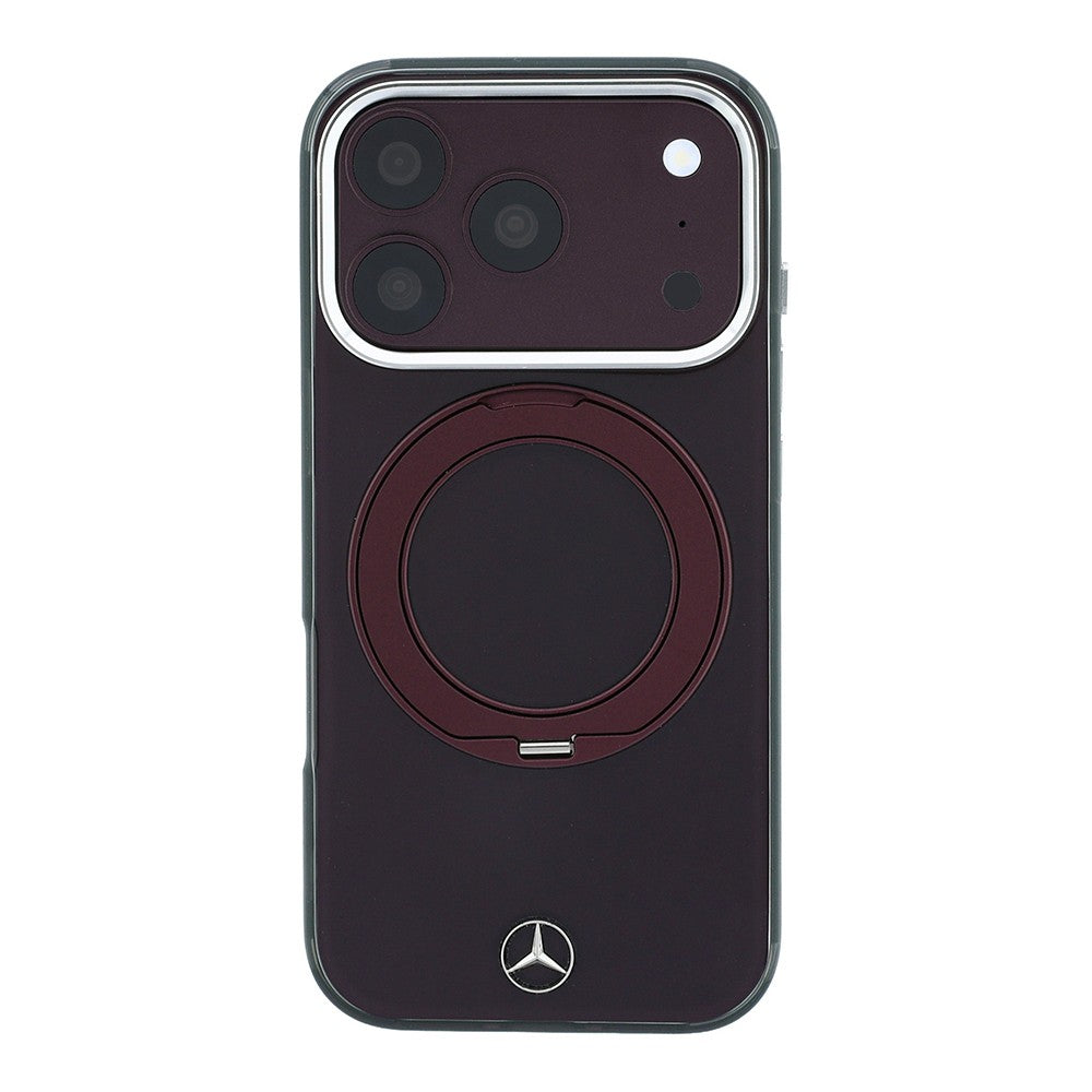 Apple iPhone 18 Pro Kılıf Mercedes Benz Orjinal Lisanslı M-safe Şarj Özellikli 360 Derece Dönebilen Standlı Metal Logolu Sert PC Kapak