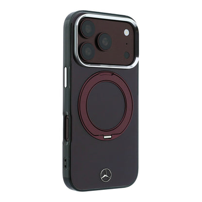 Apple iPhone 18 Pro Kılıf Mercedes Benz Orjinal Lisanslı M-safe Şarj Özellikli 360 Derece Dönebilen Standlı Metal Logolu Sert PC Kapak
