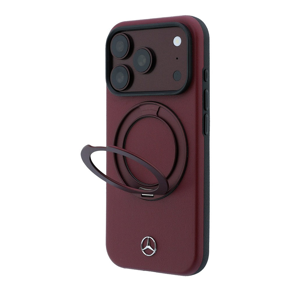 Apple iPhone 18 Pro Kılıf Mercedes Benz Orjinal Lisanslı M-safe Şarj Özellikli 360 Derece Dönebilen Standlı PU Metal Logolu Kapak
