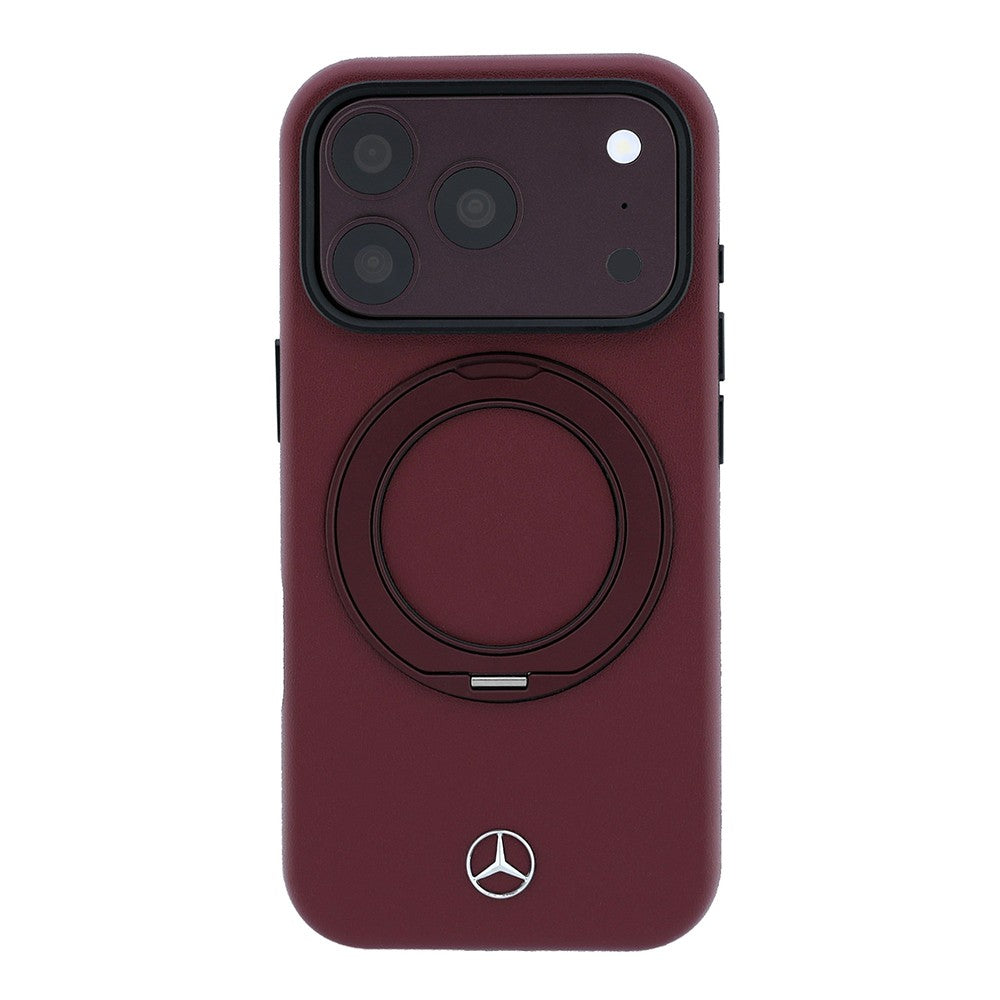 Apple iPhone 18 Pro Kılıf Mercedes Benz Orjinal Lisanslı M-safe Şarj Özellikli 360 Derece Dönebilen Standlı PU Metal Logolu Kapak
