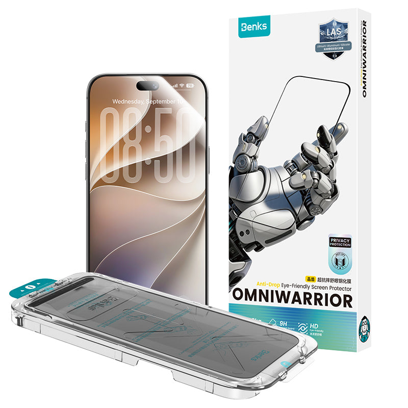 Apple iPhone 18 Pro Max Benks OmniWarrior Privacy Cam Ekran Koruyucu + Kolay Uygulama Aparatlı