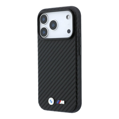 Apple iPhone 18 Pro Max Kılıf BMW Orjinal Lisanslı M-safe Şarj Özellikli Karbon Fiber Tasarımlı ve Metal Logolu PU Deri Kapak