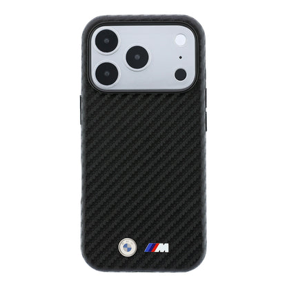 Apple iPhone 18 Pro Max Kılıf BMW Orjinal Lisanslı M-safe Şarj Özellikli Karbon Fiber Tasarımlı ve Metal Logolu PU Deri Kapak