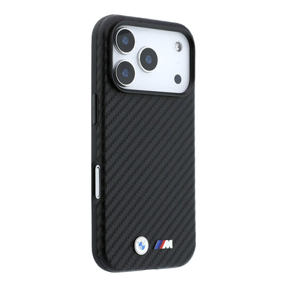 Apple iPhone 18 Pro Max Kılıf BMW Orjinal Lisanslı M-safe Şarj Özellikli Karbon Fiber Tasarımlı ve Metal Logolu PU Deri Kapak
