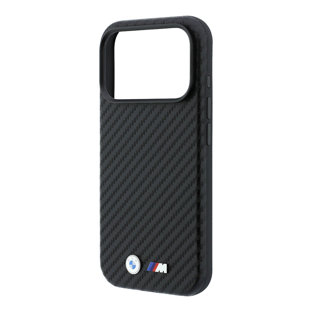 Apple iPhone 18 Pro Max Kılıf BMW Orjinal Lisanslı M-safe Şarj Özellikli Karbon Fiber Tasarımlı ve Metal Logolu PU Deri Kapak