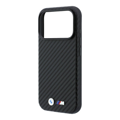 Apple iPhone 18 Pro Max Kılıf BMW Orjinal Lisanslı M-safe Şarj Özellikli Karbon Fiber Tasarımlı ve Metal Logolu PU Deri Kapak