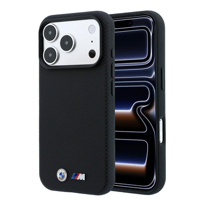 Apple iPhone 18 Pro Max Kılıf BMW Orjinal Lisanslı M-safe Şarj Özellikli Metal Logolu Karbon Fiber Kevlar Kapak