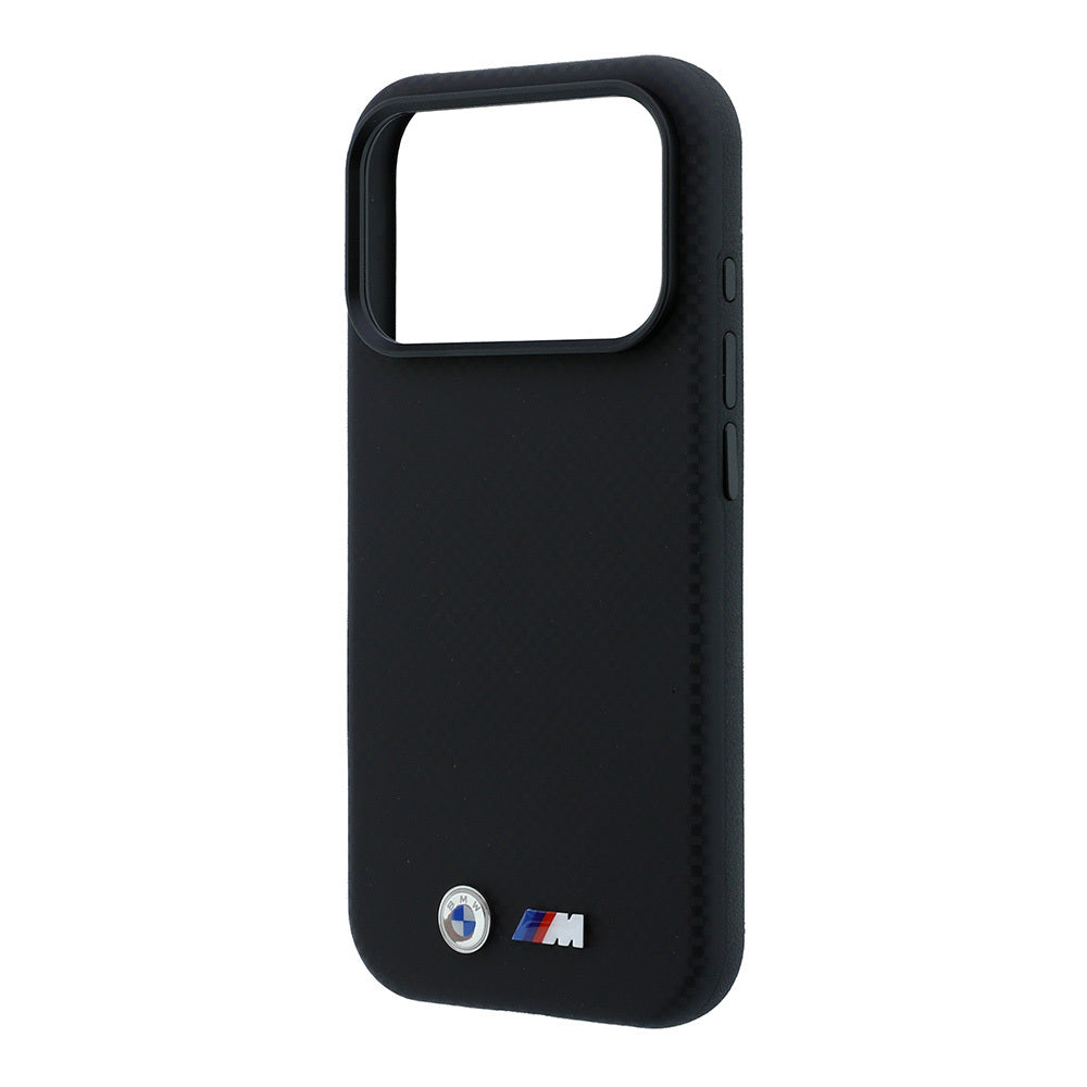 Apple iPhone 18 Pro Max Kılıf BMW Orjinal Lisanslı M-safe Şarj Özellikli Metal Logolu Karbon Fiber Kevlar Kapak