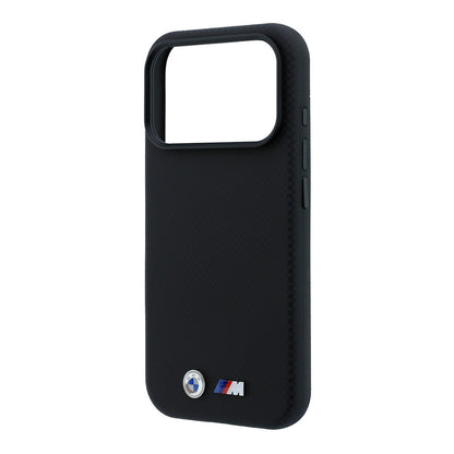 Apple iPhone 18 Pro Max Kılıf BMW Orjinal Lisanslı M-safe Şarj Özellikli Metal Logolu Karbon Fiber Kevlar Kapak