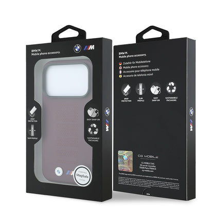 Apple iPhone 18 Pro Max Kılıf BMW Orjinal Lisanslı M-safe Şarj Özellikli PU Delikli Metal M Logolu Kapak