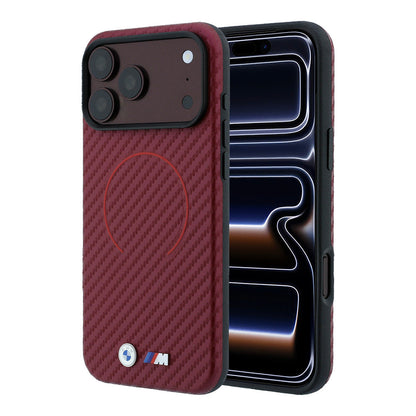 Apple iPhone 18 Pro Max Kılıf BMW Orjinal Lisanslı M-safe Şarj Özellikli PU Metal Logolu Kırmızı Halka Tasarımlı Kapak