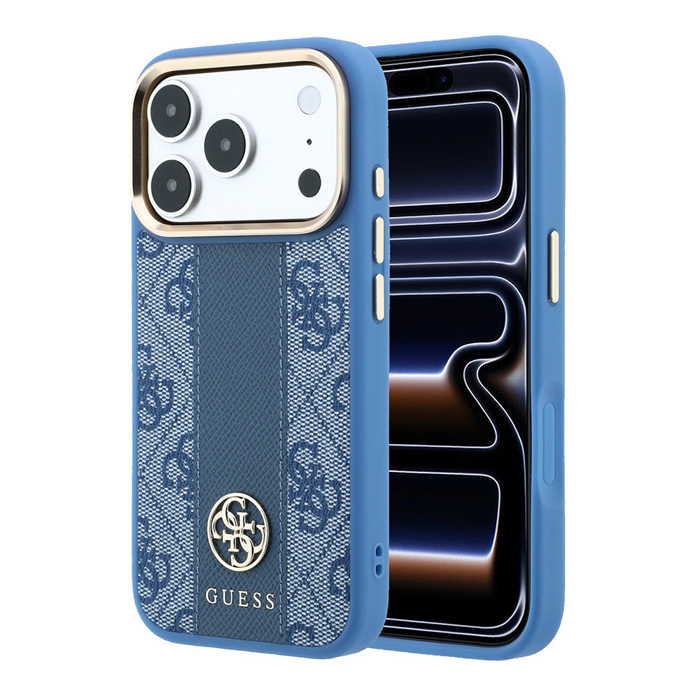 Apple iPhone 18 Pro Max Kılıf Guess Orjinal Lisanslı M-safe Şarj Özellikli Deri 4G Desenli Şeritli Yazı Logolu Kapak