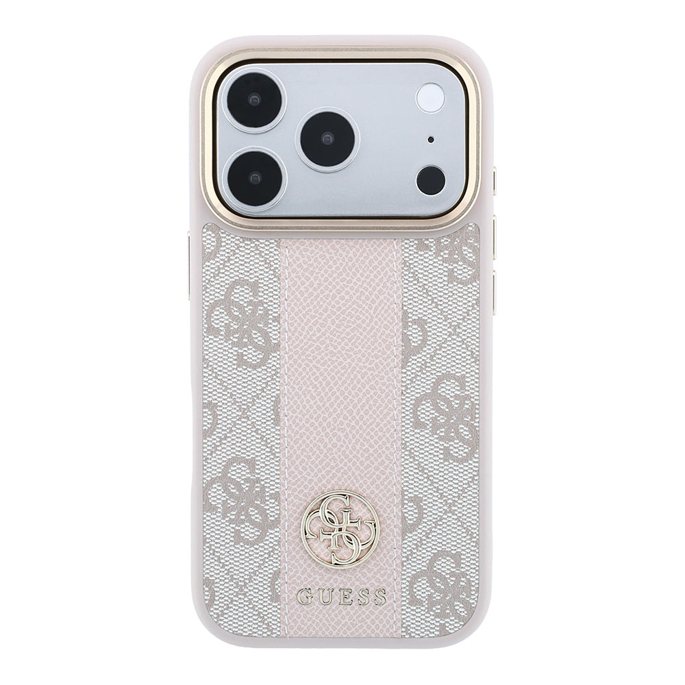 Apple iPhone 18 Pro Max Kılıf Guess Orjinal Lisanslı M-safe Şarj Özellikli Deri 4G Desenli Şeritli Yazı Logolu Kapak