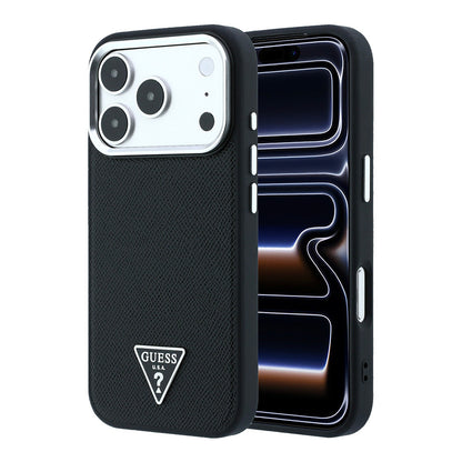 Apple iPhone 18 Pro Max Kılıf Guess Orjinal Lisanslı M-safe Şarj Özellikli Grained Triangle Kapak