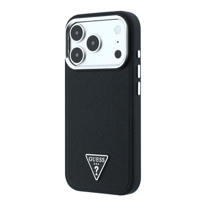 Apple iPhone 18 Pro Max Kılıf Guess Orjinal Lisanslı M-safe Şarj Özellikli Grained Triangle Kapak