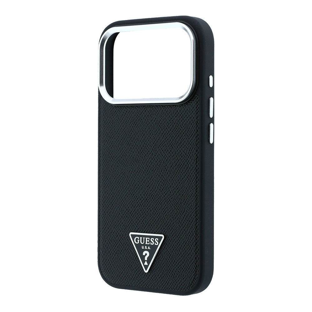Apple iPhone 18 Pro Max Kılıf Guess Orjinal Lisanslı M-safe Şarj Özellikli Grained Triangle Kapak