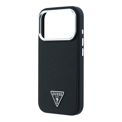 Apple iPhone 18 Pro Max Kılıf Guess Orjinal Lisanslı M-safe Şarj Özellikli Grained Triangle Kapak