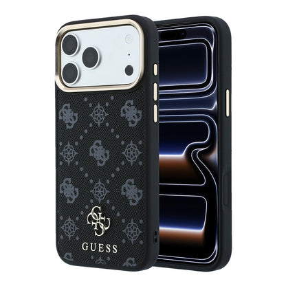 Apple iPhone 18 Pro Max Kılıf Guess Orjinal Lisanslı M-safe Şarj Özellikli Klasik Yazı ve 4G Logolu PU Deri Peony Kapak