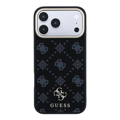 Apple iPhone 18 Pro Max Kılıf Guess Orjinal Lisanslı M-safe Şarj Özellikli Klasik Yazı ve 4G Logolu PU Deri Peony Kapak
