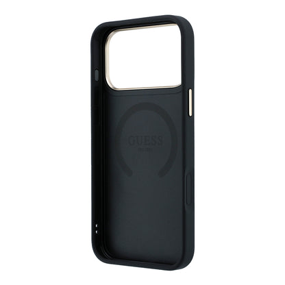 Apple iPhone 18 Pro Max Kılıf Guess Orjinal Lisanslı M-safe Şarj Özellikli Klasik Yazı ve 4G Logolu PU Deri Peony Kapak