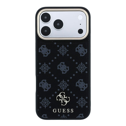 Apple iPhone 18 Pro Max Kılıf Guess Orjinal Lisanslı M-safe Şarj Özellikli Klasik Yazı ve 4G Logolu PU Deri Peony Kapak