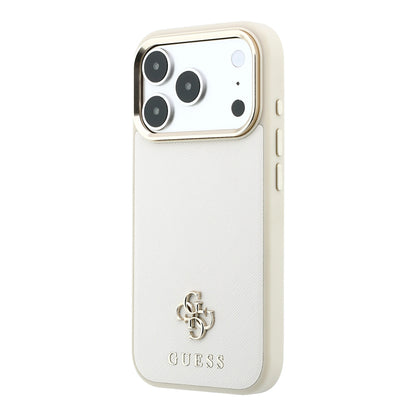Apple iPhone 18 Pro Max Kılıf Guess Orjinal Lisanslı M-safe Şarj Özellikli Klasik Yazı ve 4G Logolu PU Deri Saffiano Kapak