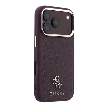 Apple iPhone 18 Pro Max Kılıf Guess Orjinal Lisanslı M-safe Şarj Özellikli Klasik Yazı ve 4G Logolu PU Deri Saffiano Kapak
