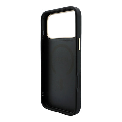 Apple iPhone 18 Pro Max Kılıf Guess Orjinal Lisanslı M-safe Şarj Özellikli Metal Kamera Çerçeveli C-Magnet 4G Desenli Yazı Logolu Kapak
