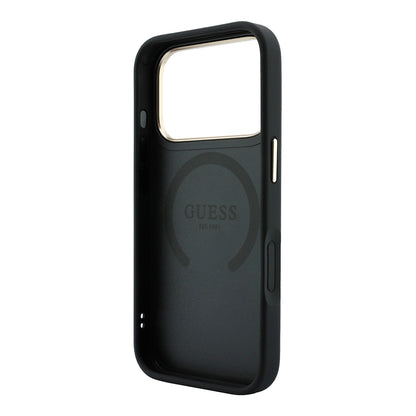 Apple iPhone 18 Pro Max Kılıf Guess Orjinal Lisanslı M-safe Şarj Özellikli Şeritli Peony 4G ve Yazı Logolu Kapak