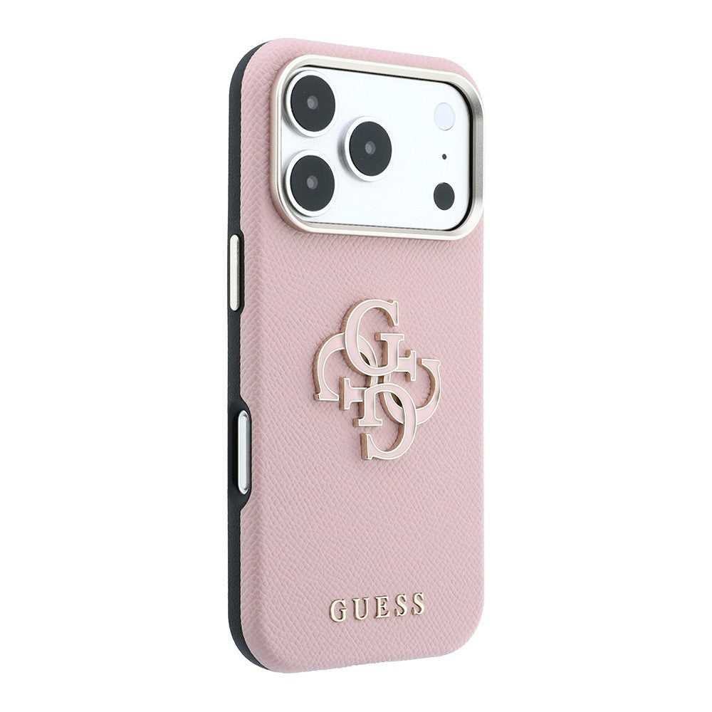 Apple iPhone 18 Pro Max Kılıf Guess Orjinal Lisanslı PU Yazı ve 4G Büyük Metal Logolu Kapak