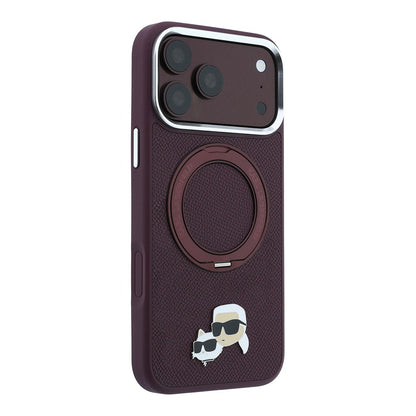 Apple iPhone 18 Pro Max Kılıf Karl Lagerfeld Orjinal Lisanslı M-Safe Şarj Özellikli K&C Metal Logolu PU 360 Derece Dönebilen Standlı Kapak