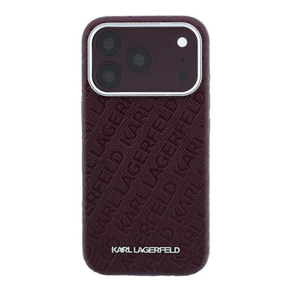 Apple iPhone 18 Pro Max Kılıf Karl Lagerfeld Orjinal Lisanslı PU Deri Damgalı Metal Yazı Logolu Grained Kapak