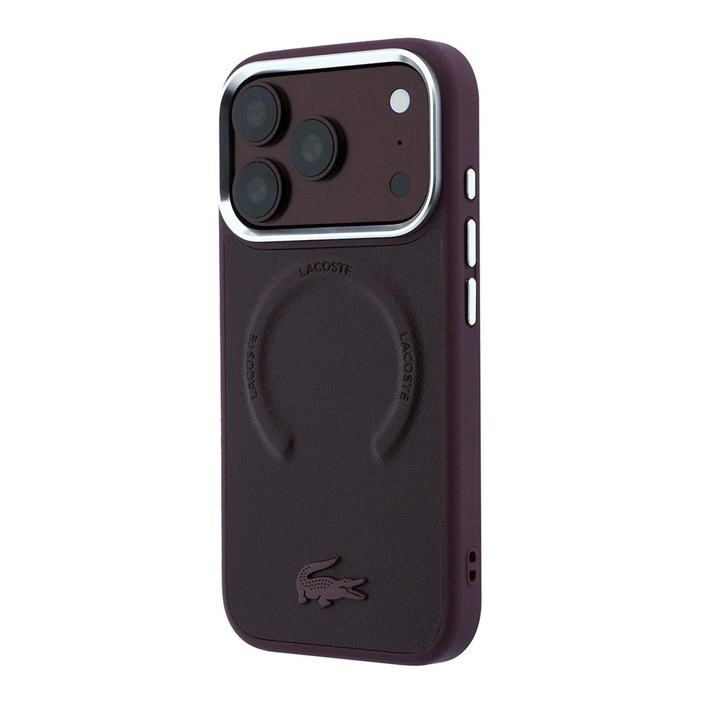 Apple iPhone 18 Pro Max Kılıf Lacoste Orjinal Lisanslı M-safe Şarj Özellikli Lenglen Icon Metal Logolu Kapak