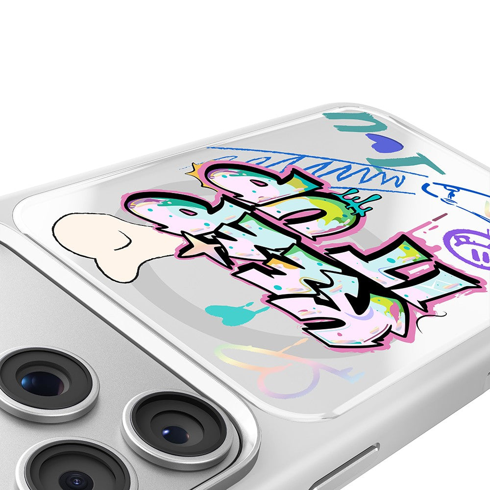 Apple iPhone 18 Pro Max Kılıf M-safe Şarj Özellikli 3D Baskılı Tasarım Mutural Graffiti Serisi Kapak