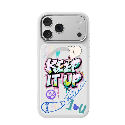 Apple iPhone 18 Pro Max Kılıf M-safe Şarj Özellikli 3D Baskılı Tasarım Mutural Graffiti Serisi Kapak