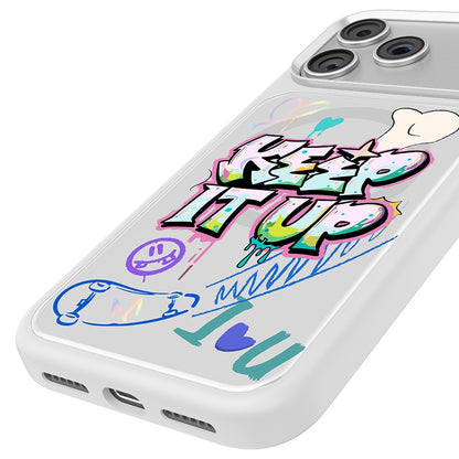 Apple iPhone 18 Pro Max Kılıf M-safe Şarj Özellikli 3D Baskılı Tasarım Mutural Graffiti Serisi Kapak