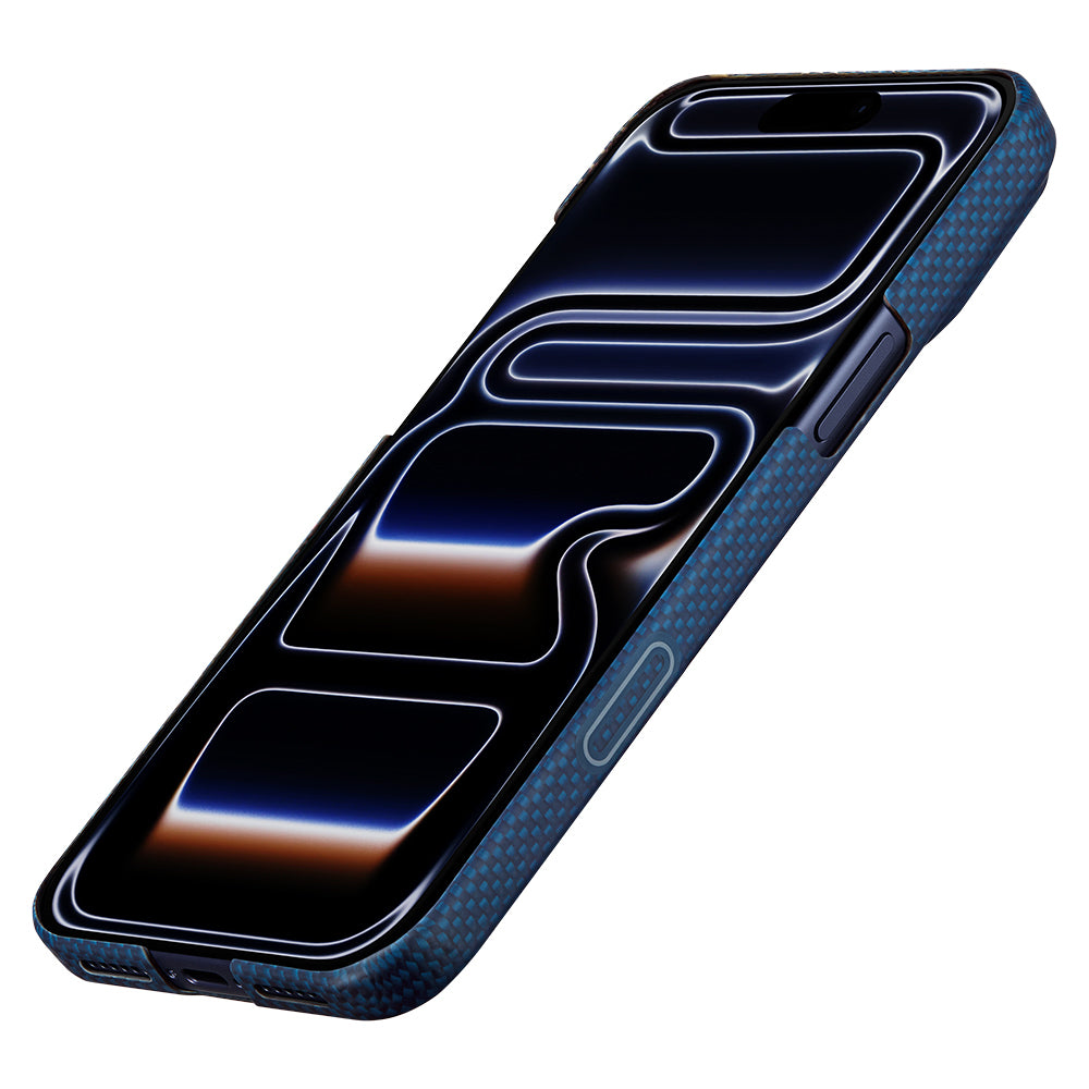 Apple iPhone 18 Pro Max Kılıf M-safe Şarj Özellikli Aramid Karbon Fiber Pitaka Sakura Hours Serisi Kapak