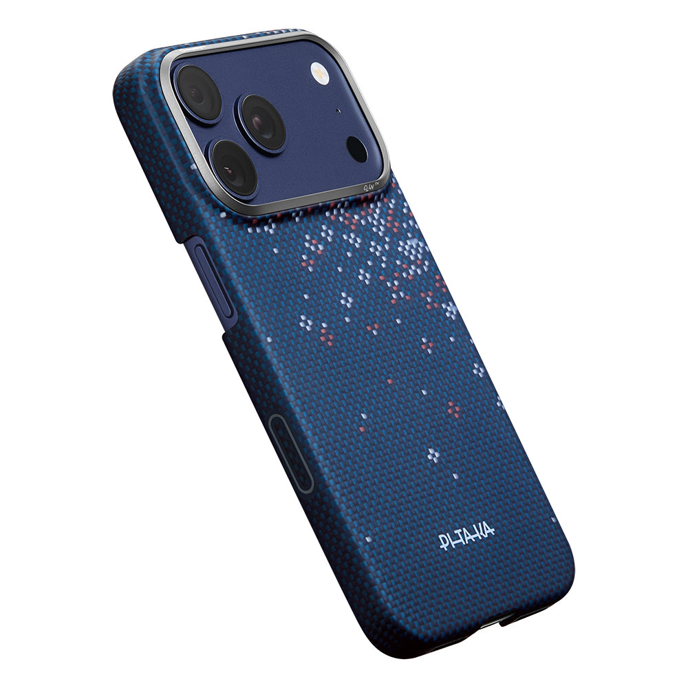 Apple iPhone 18 Pro Max Kılıf M-safe Şarj Özellikli Aramid Karbon Fiber Pitaka Sakura Hours Serisi Kapak