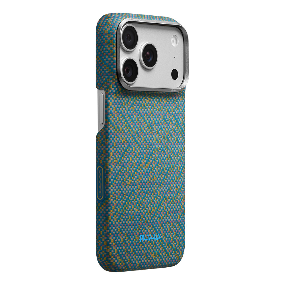 Apple iPhone 18 Pro Max Kılıf M-safe Şarj Özellikli Aramid Karbon Fiber Pitaka Wind Over Wheat Serisi Kapak
