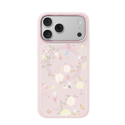 Apple iPhone 18 Pro Max Kılıf M-safe Şarj Özellikli Çiçek Tasarımlı Mutural Flower Serisi Kapak