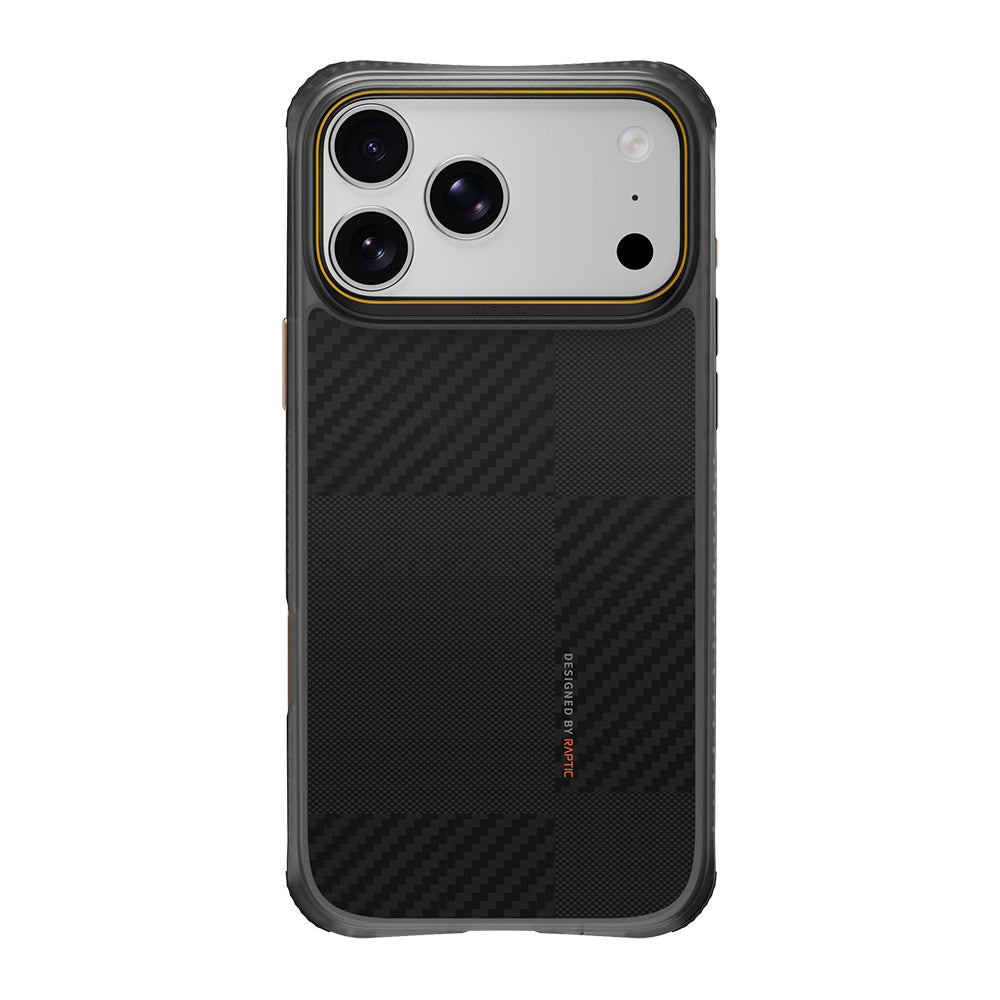 Apple iPhone 18 Pro Max Kılıf M-safe Şarj Özellikli Metal Kamera Çerçeveli Raptic Aramid Dual Karbon Fiber Mondrian Serisi Kapak