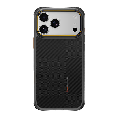 Apple iPhone 18 Pro Max Kılıf M-safe Şarj Özellikli Metal Kamera Çerçeveli Raptic Aramid Dual Karbon Fiber Mondrian Serisi Kapak