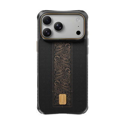 Apple iPhone 18 Pro Max Kılıf M-safe Şarj Özellikli Raptic Aramid Dual Rise Serisi 24 Ayar Altın Kaplamalı Karbon Kapak